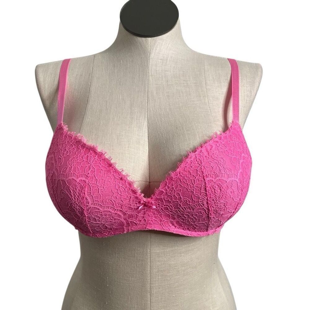 Victoria’s Secret Dream Angels Bra 38B Neon Pink Lace Padded No Wire Y2K Cowgirl